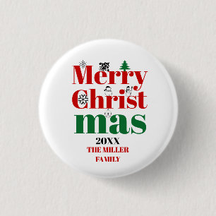 Frohe Weihnachtstypografie und Vintage Elemente Button