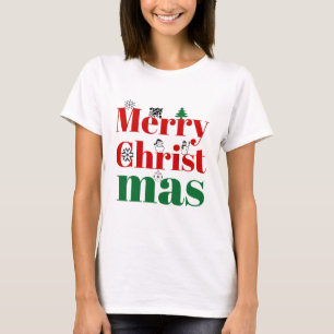 Frohe Weihnachtstypografie und Vintage Elemente T-Shirt