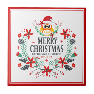 Frohe Weihnachtstypografie Weihnachtskranz Fliese