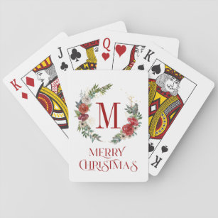 Frohe Weihnachtstypografie & Weihnachtskranz Spielkarten