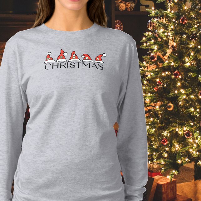 Frohe Weihnachtstypografie, Weihnachtsmannmützen,  T-Shirt (Von Creator hochgeladen)