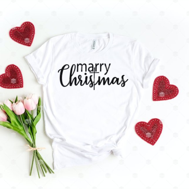 Frohe Weihnachtsvibes Mama christliche Kreuz Fraue T-Shirt (Von Creator hochgeladen)