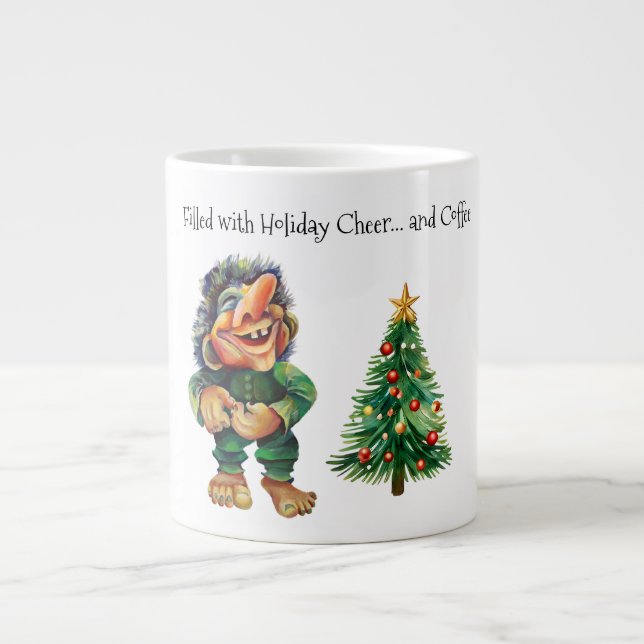 Frohe Weihnachtswache und Baumfreude Jumbo-Tasse (Vorderseite)