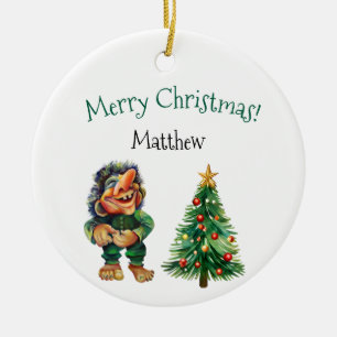 Frohe Weihnachtswache und Baumfreude Keramik Ornament