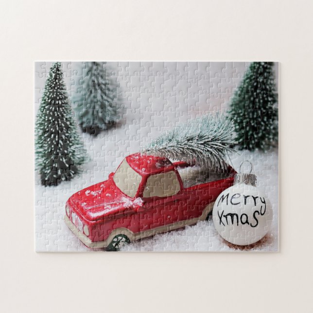Frohe Weihnachtswagen Puzzle (Horizontal)