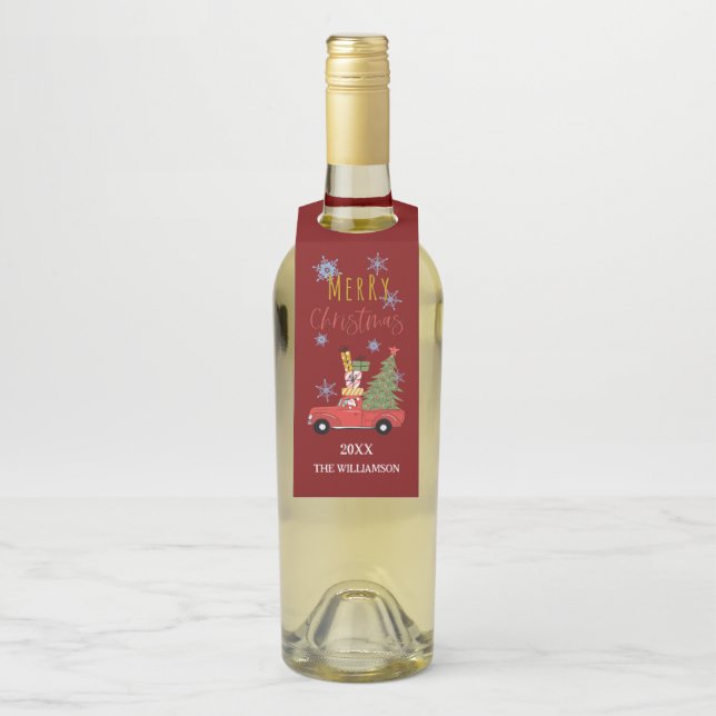 Frohe Weihnachtswagen Tree Geschenk Wein Bier Getr Flaschenanhänger (Auf Flasche)