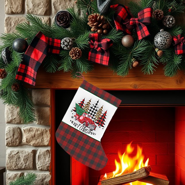 Frohe Weihnachtswagen und Bäume Kleiner Weihnachtsstrumpf (Von Creator hochgeladen)