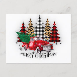 Frohe Weihnachtswagen und Bäume Weihnachten Postka