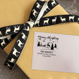 Frohe Weihnachtswälder Hirsche und Bäume Gummistempel