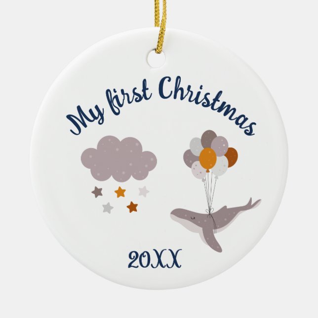 Frohe Weihnachtswale Schöne Traumwelt Keramik Orna Ornament (Vorne)