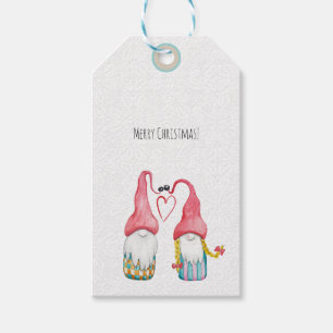 Frohe Weihnachtswasserfarbe Gnome Illustration Geschenkanhänger