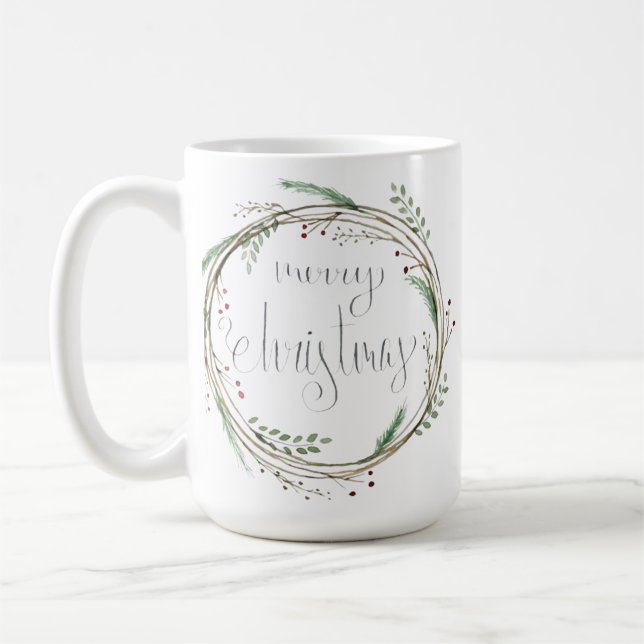 Frohe Weihnachtswasserfarbe Kaffeetasse (Links)