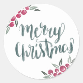 Frohe Weihnachtswasserfarbe Runder Aufkleber