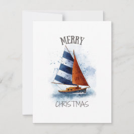 Frohe Weihnachtswasserfarbe Sailboat Feiertagskarte
