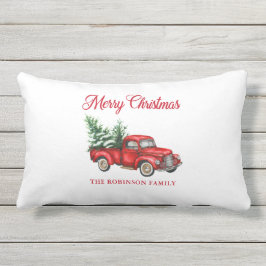 Frohe Weihnachtswasserfarbe Vintager roter LKW Pat Kissen Für Draußen