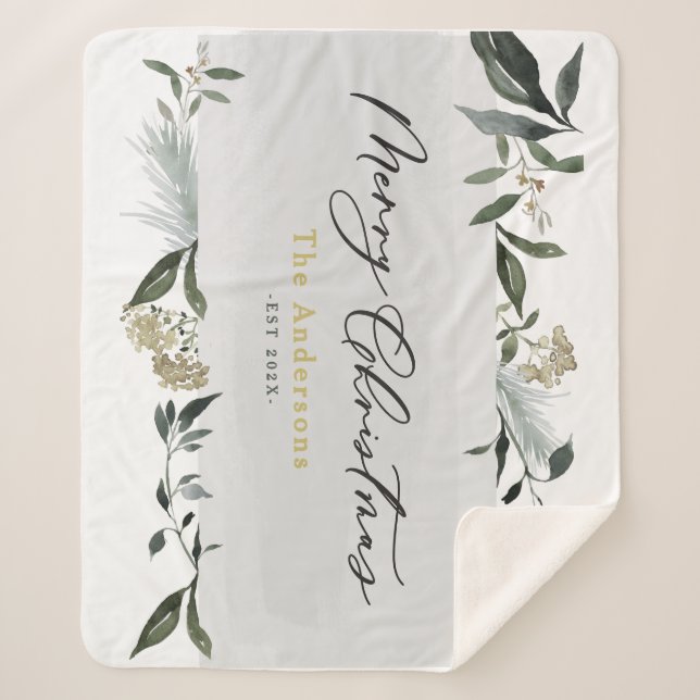 Frohe Weihnachtswasserfarbe Weihnachten Sherpadecke (Vorderseite)