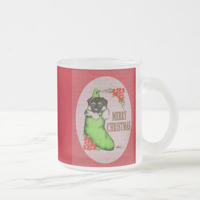 Frohe Weihnachtswelpe Mattglastasse (Rechts)