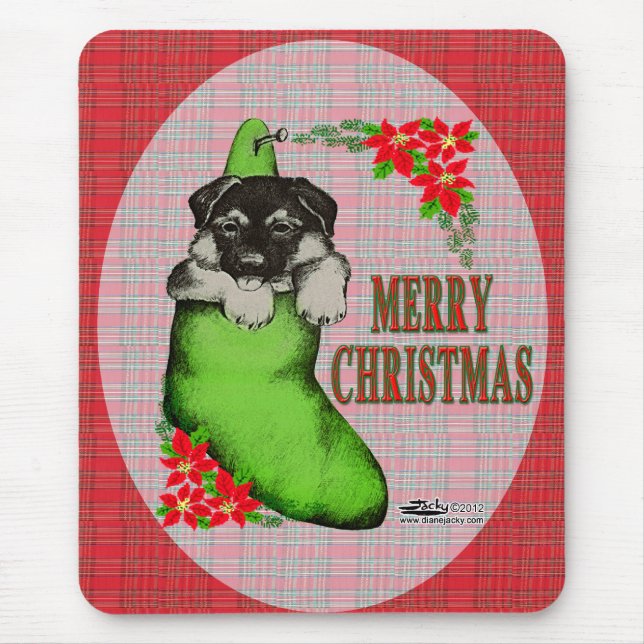 Frohe Weihnachtswelpe Mousepad (Vorne)