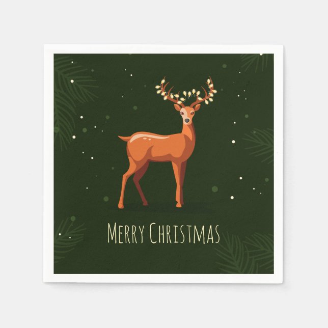 Frohe Weihnachtswilde mit Garnelen auf den Hörnern Serviette (Vorderseite)