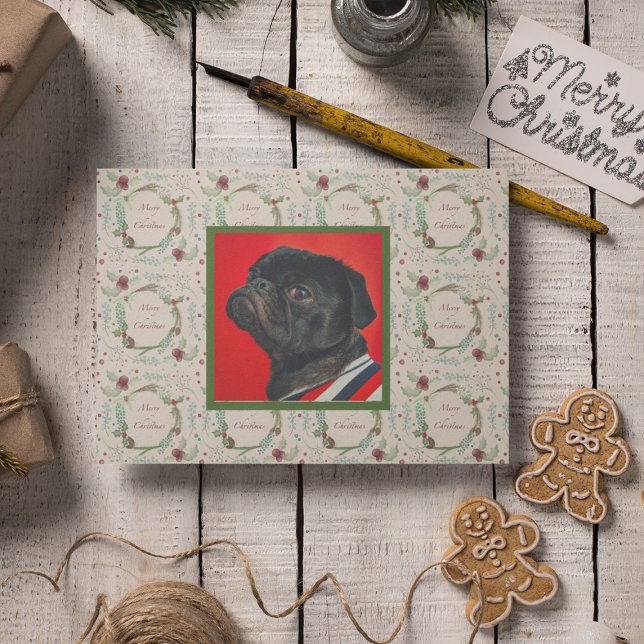 Frohe Weihnachtswoodland Evergreen Wreath Feiertagskarte (Von Creator hochgeladen)