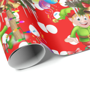 Frohe Weihnachtswrapping Paper Elf Geschenkpapier