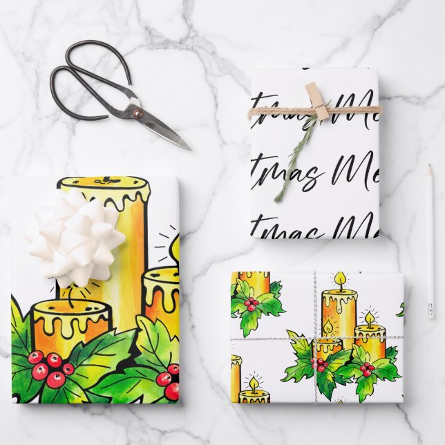 Frohe Weihnachtswrapping Paper Sheets Geschenkpapier Set (Vorderseite)