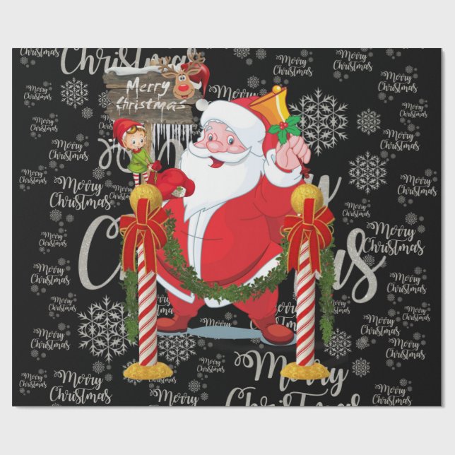 Frohe Weihnachtswrapping Papier Elf Santa Geschenkpapier (Flach)