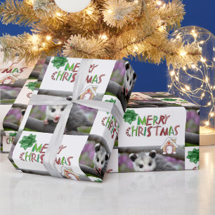 Frohe Weihnachtswrapping Papier Opossum Geschenkpapier