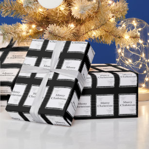 Frohe Weihnachtswrapping Papier Schwarz & Weiß Geschenkpapier