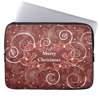 Frohe Weihnachtswünsche mit Bögen und Sternen Laptopschutzhülle
