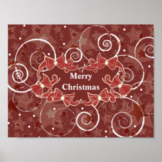 Frohe Weihnachtswünsche mit Bögen und Sternen Poster