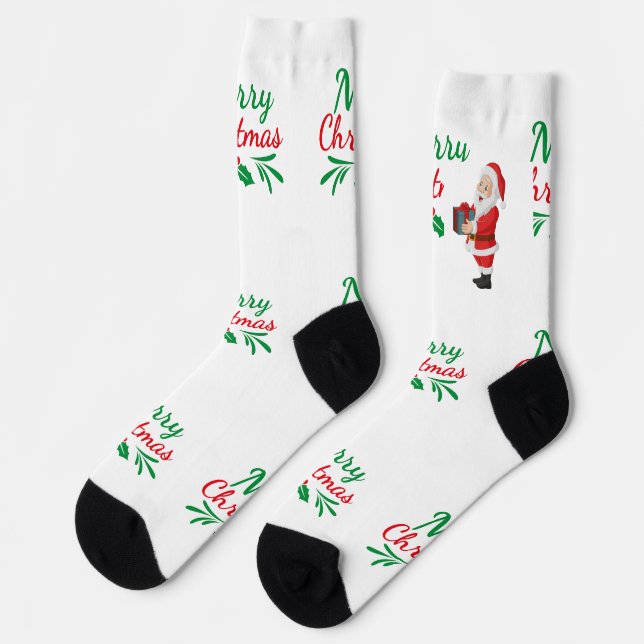 Frohe Weihnachtswünsche Printed Premium Crew Socken (Linkes Detail)