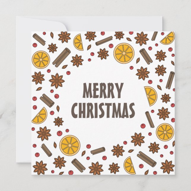 Frohe Weihnachtswürze saisonale Speisen Einladung (Vorderseite)