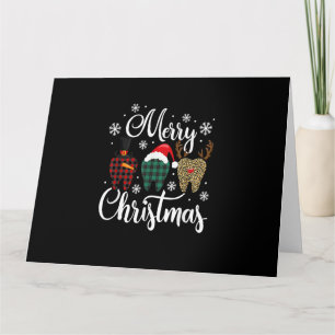 Frohe Weihnachtszahnärzte Kariert Leopard Dental X Karte