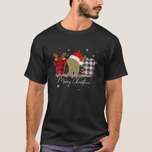Frohe Weihnachtszahnärzte Zähne Weihnachtsmannmütz T-Shirt (Vorderseite)