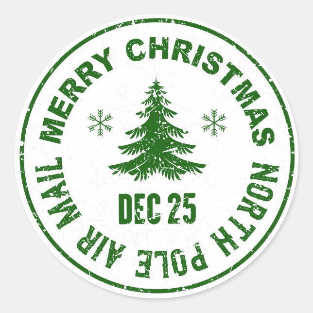 frohe Weihnachtszeit-Briefmarke Runder Aufkleber (Vorderseite)