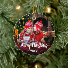 Frohe Weihnachtszeit-Foto Keramik Ornament