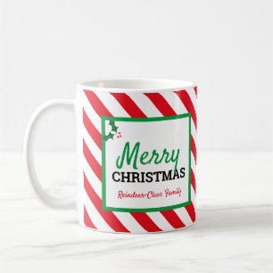 Frohe Weihnachtszeit Tasse Candy Cane und Ihr Name