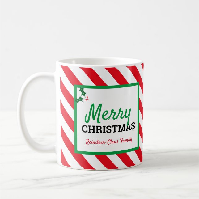 Frohe Weihnachtszeit Tasse Candy Cane und Ihr Name (Links)