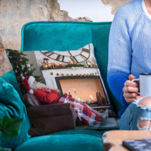 Frohe Weihnachtszeit warm und gemütlich Kamin Sant Kissen