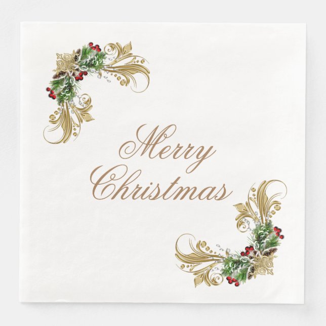 Frohe Weihnachtszeitung Dinner Napkins Serviette (Vorderseite)