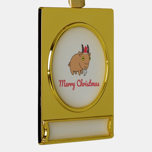 Frohe Weihnachtsziege Banner-Ornament Gold (Rechts)