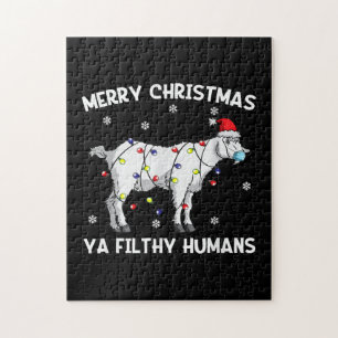 Frohe Weihnachtsziege Gesicht Maske Ziege Santa Puzzle