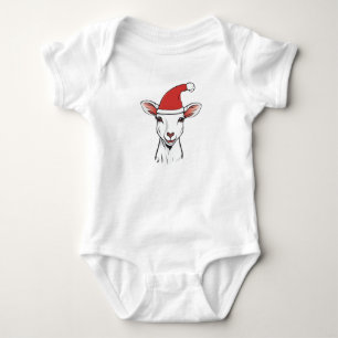 Frohe Weihnachtsziege mit Weihnachtsmannmütze, Wei Baby Strampler