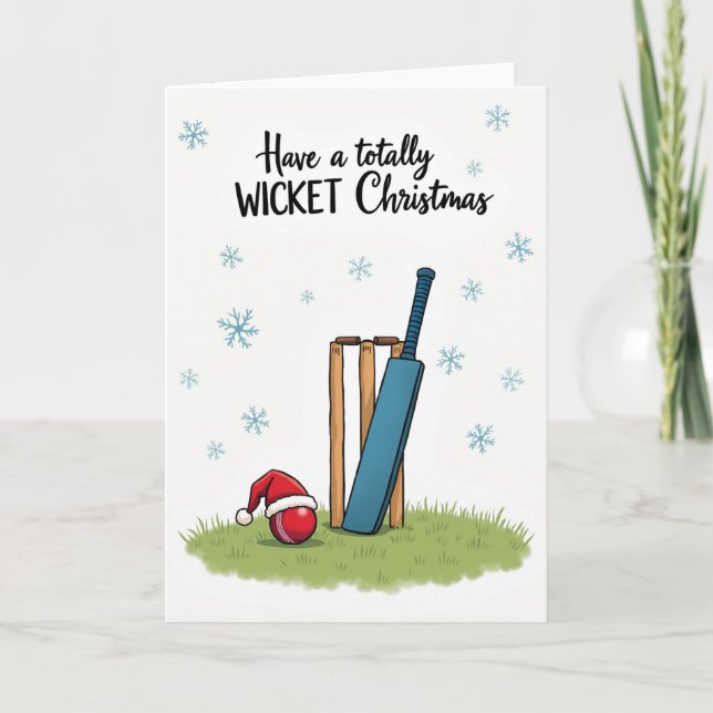 Frohe Wicket Cricket Weihnachtskarte Karte (Vorderseite)