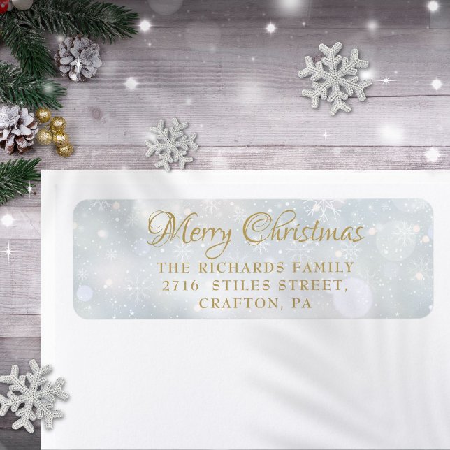 Frohe Winter Frost Rücksendeadresse (Merry Christmas Winter Frost Return Address Label)