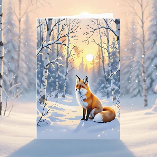 Frohe Wintersonnenwende | Fuchs im Schnee Karte (Von Creator hochgeladen)