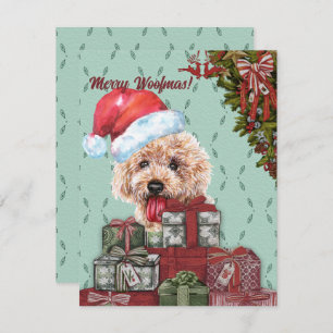 Frohe Wölfe! Apricot Poodle Weihnachtsmannmütze We Mitteilungskarte