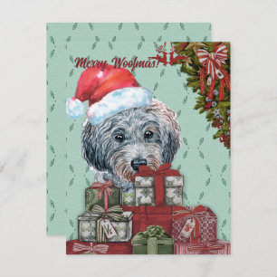 Frohe Wölfe! Funny Poodle Weihnachtsmannmütze Weih Mitteilungskarte