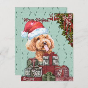 Frohe Wölfe! Funny Poodle Weihnachtsmannmütze Weih Mitteilungskarte